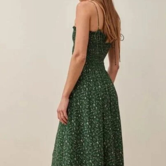 Reformation Sable Dress Green Floral - Size L - Picture 2 of 5